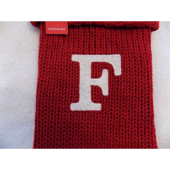 Wondershop Christmas Holiday Red Thick Knit Stocking Monogram Letter F NWT - Picture 3 of 3